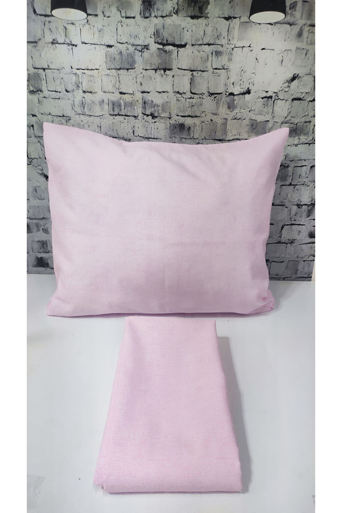 Ranforce Dokuma Lastikli Çarşaf Takımı Düz renk Pembe