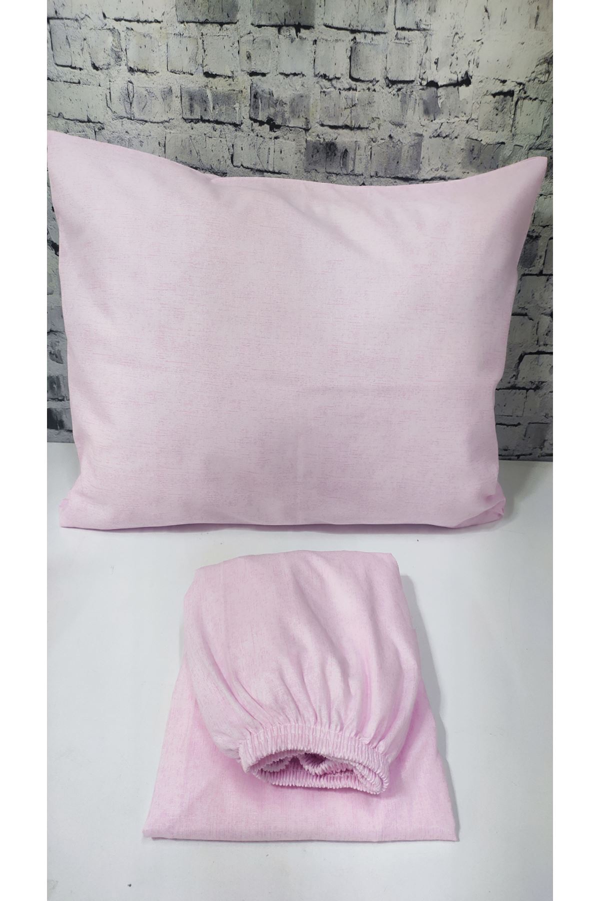 Ranforce Dokuma Lastikli Çarşaf Takımı Düz renk Pembe