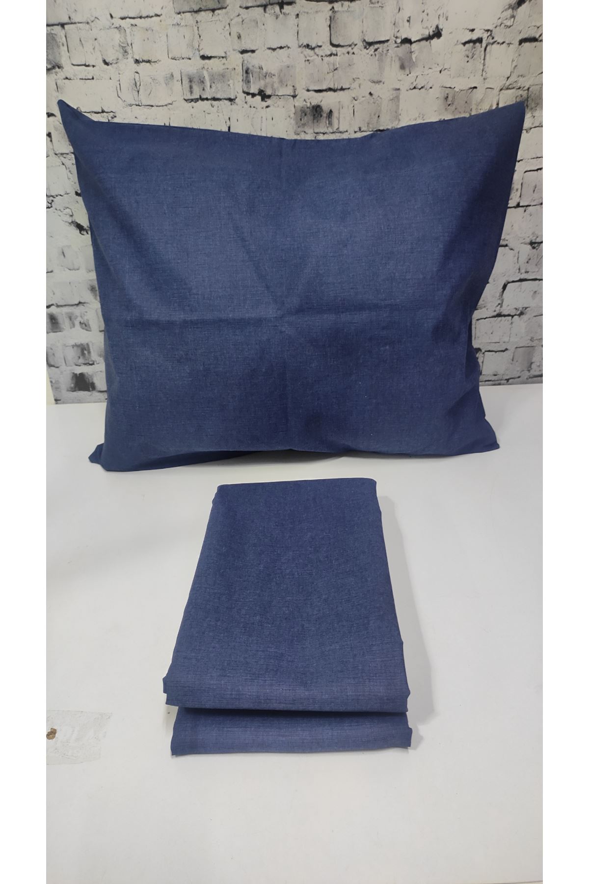 Ranforce Dokuma Lastikli Çarşaf Takımı Düz renk Lacivert