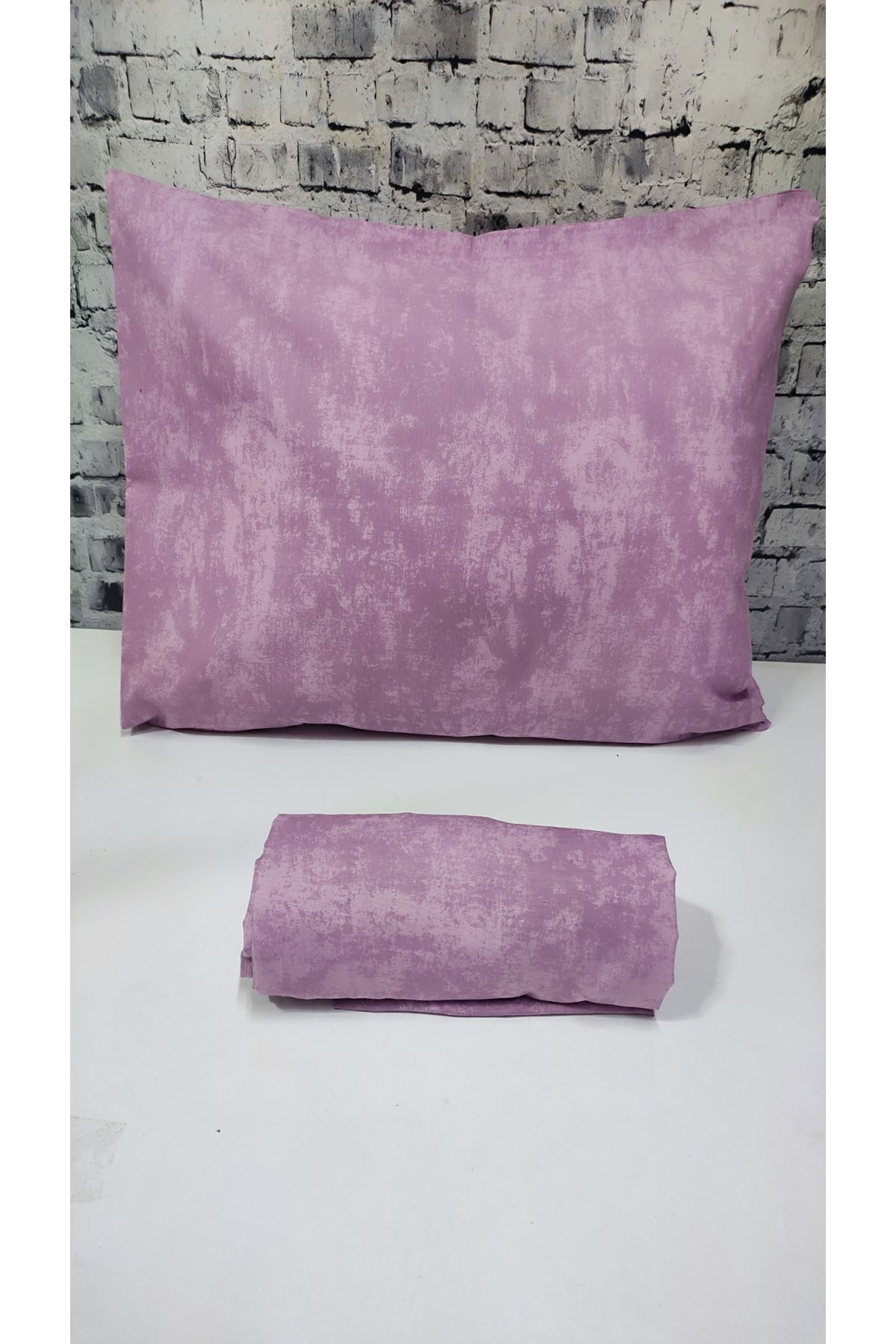 Ranforce Dokuma Lastikli Çarşaf Takımı Düz renk Gülkurusu