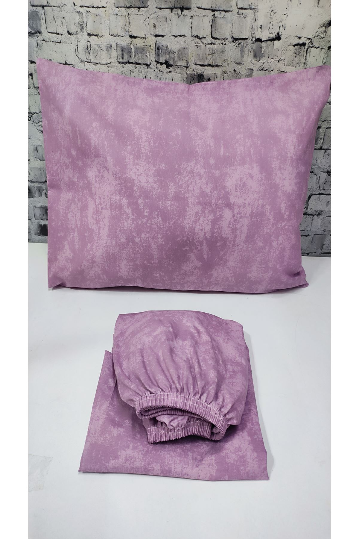 Ranforce Dokuma Lastikli Çarşaf Takımı Düz renk Gülkurusu