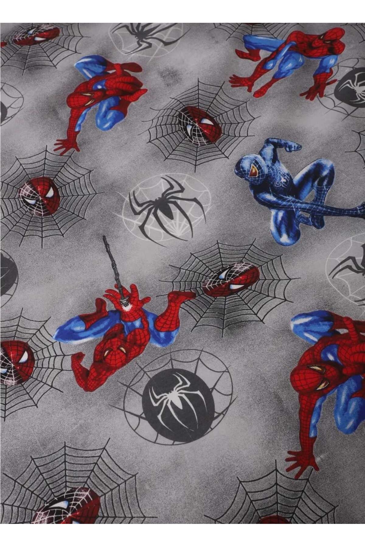 ÖRÜMCEK ADAM PAMUKLU ÇARŞAFI LASTİKLİ TEK KİŞİLİK NEVRESİM TK. (SPİDERMAN) GRİ