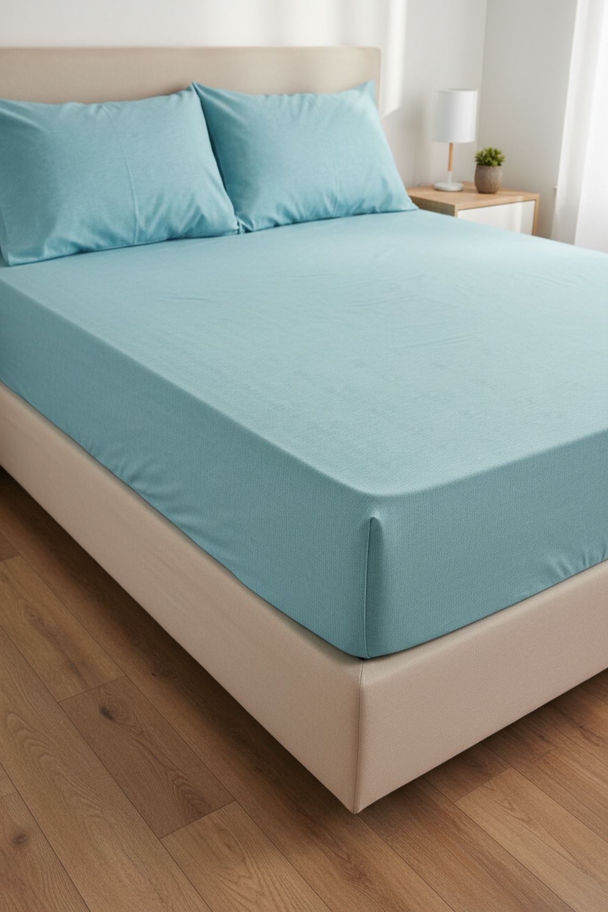 Ranforce Dokuma Lastikli Çarşaf Takımı Düz Renk Yeşil