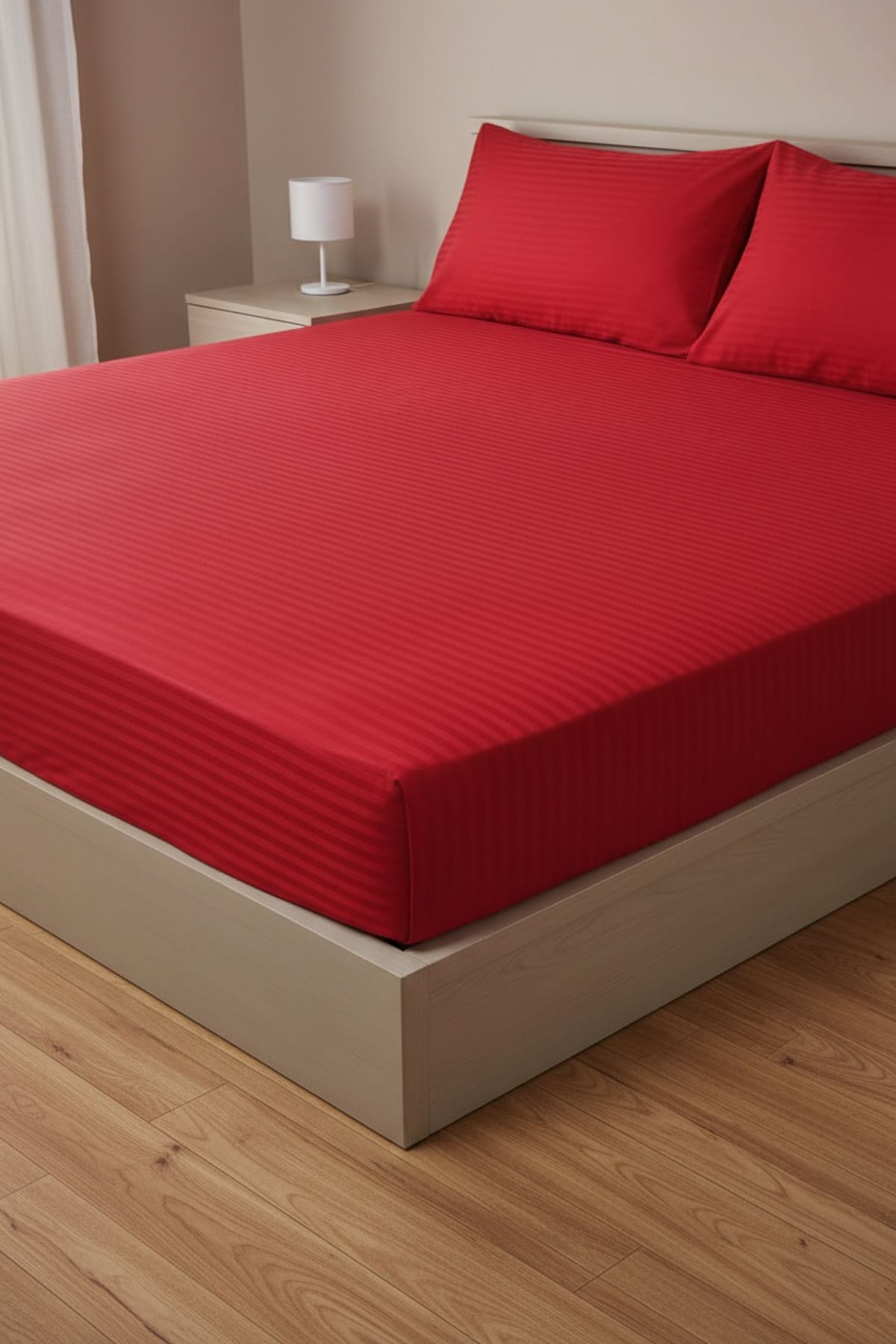 ÇİFT KİŞİLİK SATEN LASTİKLİ ÇARŞAF TAKIMI ( 160X200 & 180X200 ) KIRMIZI