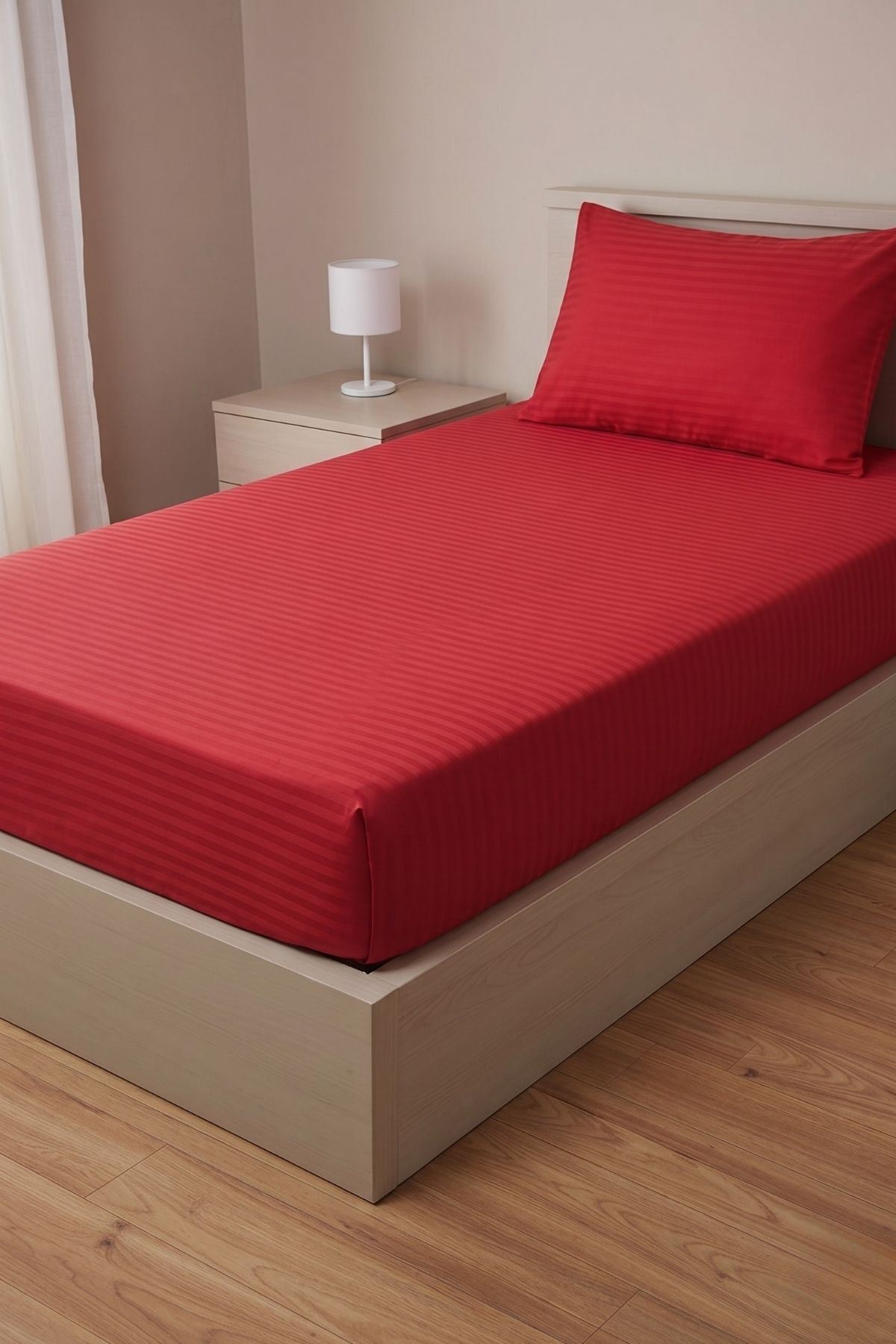 Tek Kişilik Saten Lastikli Çarşaf Takımı ( 100X200 & 120X200 ) Kırmızı