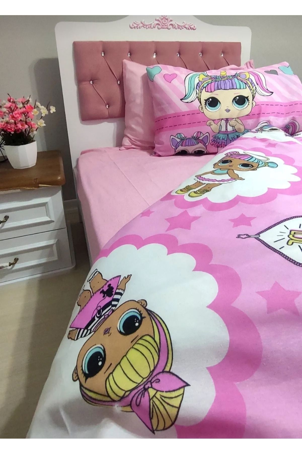 120 x 200 Yataklar İçin Lol Bebek Nevresim Takımı Pembe