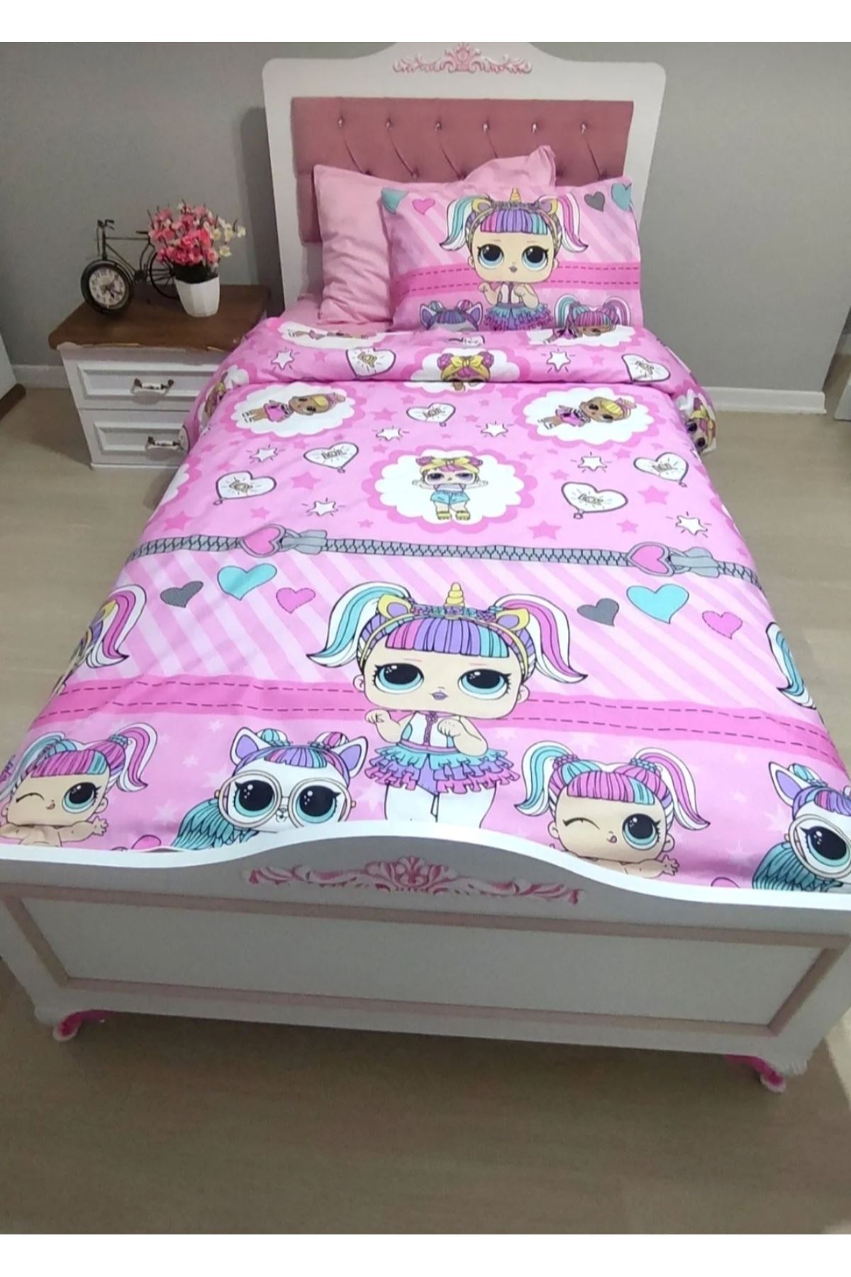 120 x 200 Yataklar İçin Lol Bebek Nevresim Takımı Pembe