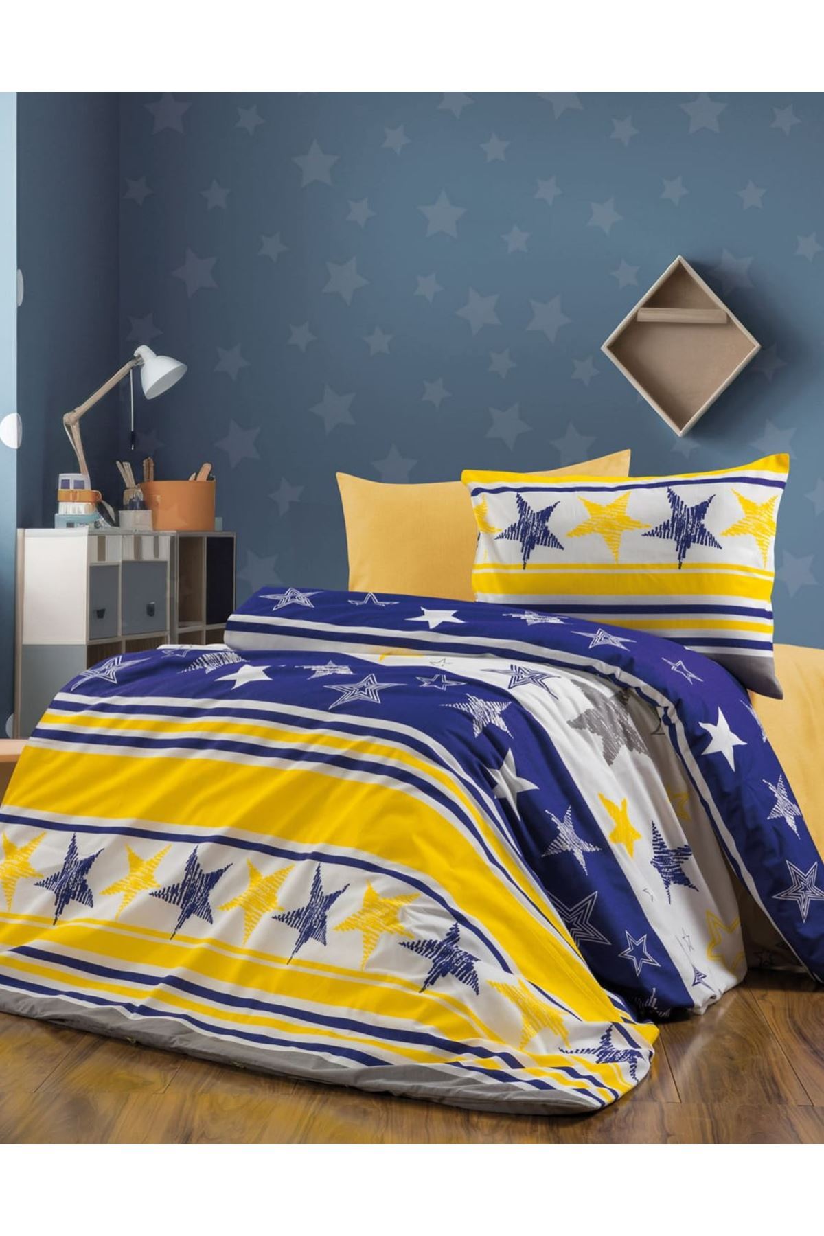 120 x 200 Yataklar İçin Sarı Lacivert Taraftar Nevresim Takımı  Sarı Lacivert