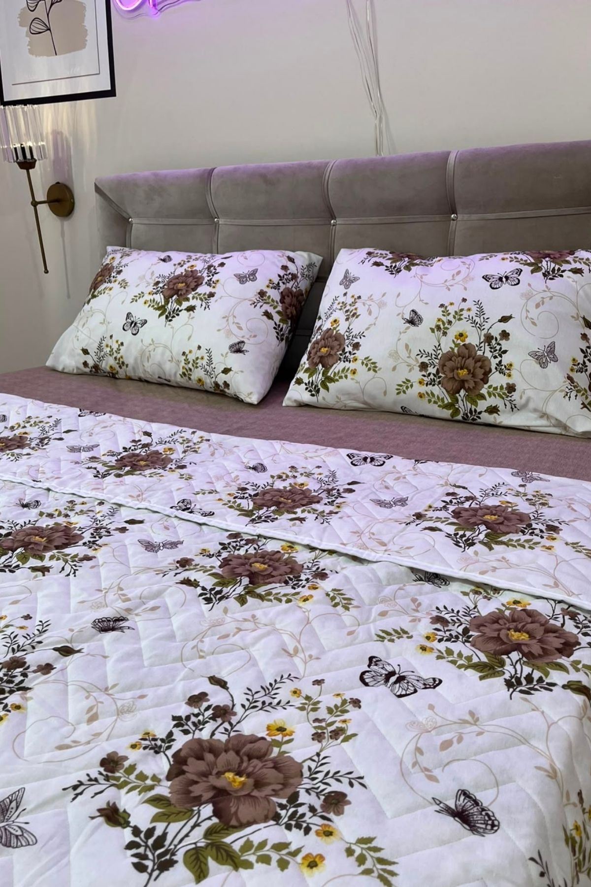 Çift Kişilik Kapitone Çok Amaçlı Pike Takımı Kelebek Kahverengi