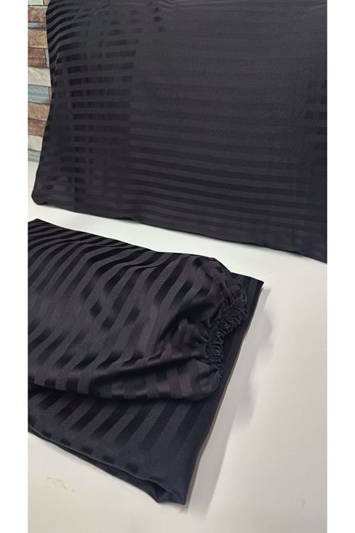 TEK KİŞİLİK SATEN LASTİKLİ ÇARŞAF TAKIMI ( 100X200 & 120X200 ) SİYAH