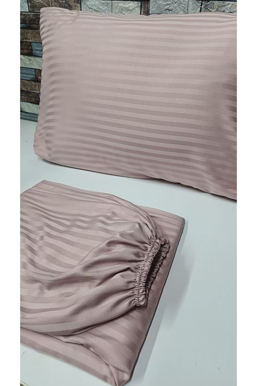 TEK KİŞİLİK SATEN LASTİKLİ ÇARŞAF TAKIMI ( 100X200 & 120X200 ) PUDRA