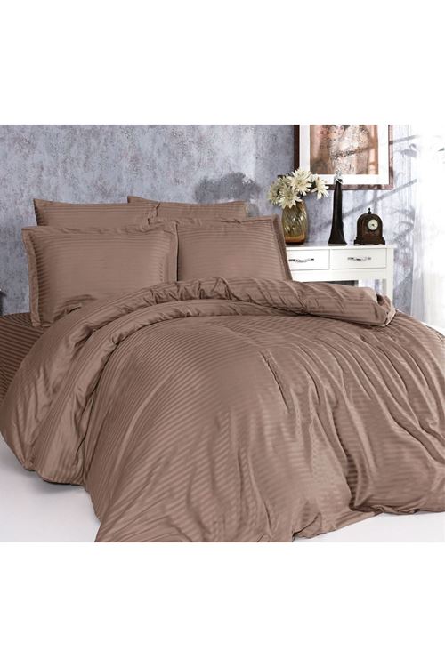 TEK KİŞİLİK SATEN LASTİKLİ ÇARŞAF TAKIMI ( 100X200 & 120X200 ) KAHVERENGİ