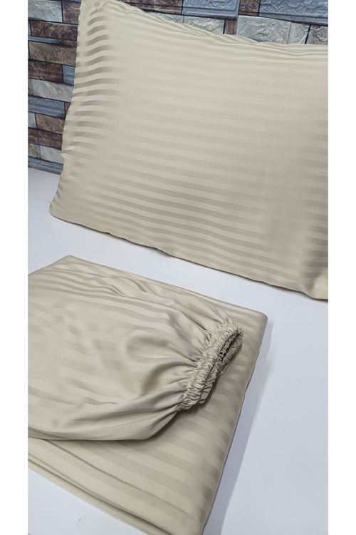 TEK KİŞİLİK SATEN LASTİKLİ ÇARŞAF TAKIMI ( 100X200 & 120X200 ) Bej