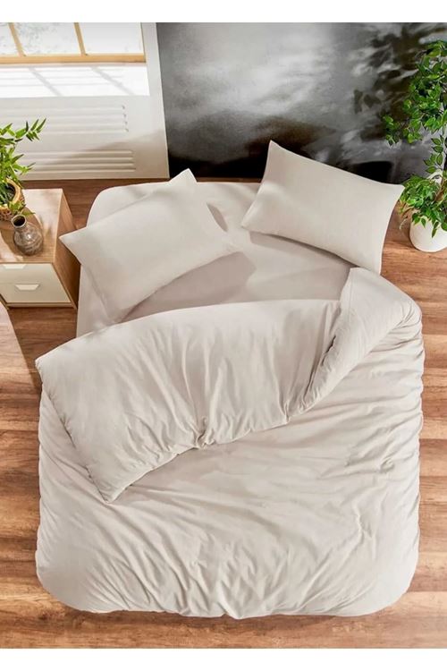 TEK KİŞİLİK PAMUKLU ÇARŞAFI LASTİKLİ NEVRESİM TAKIMI DÜZ RENK SOMON