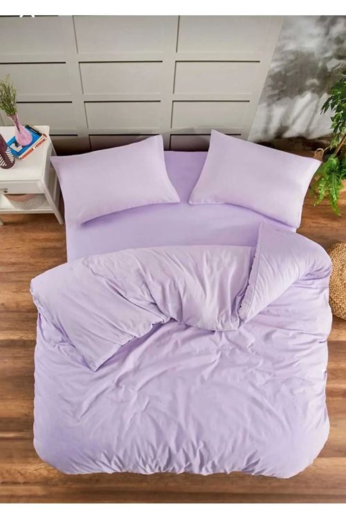 TEK KİŞİLİK PAMUKLU ÇARŞAFI LASTİKLİ NEVRESİM TAKIMI DÜZ RENK LİLA