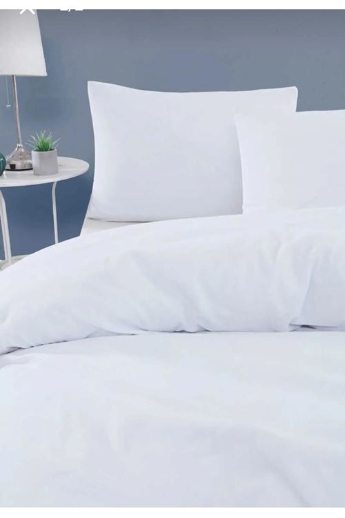 TEK KİŞİLİK PAMUKLU ÇARŞAFI LASTİKLİ NEVRESİM TAKIMI DÜZ RENK BEYAZ