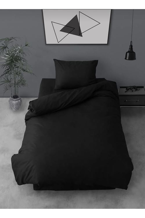 Siyah Tek Kişilik Nevresim Ve Yastık Kılıfı