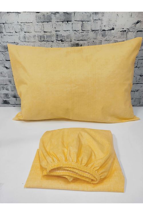 Ranforce Dokuma Lastikli Çarşaf Takımı Sarı