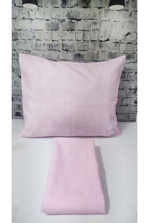 Ranforce Dokuma Lastikli Çarşaf Takımı Düz renk Pembe