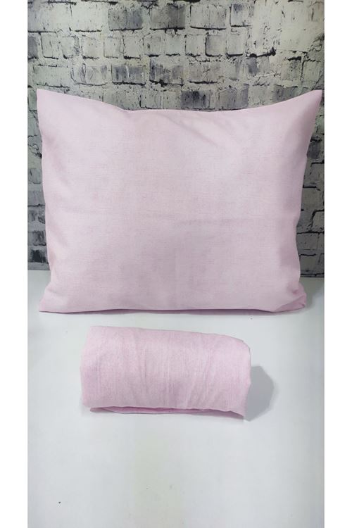 Ranforce Dokuma Lastikli Çarşaf Takımı Düz renk Pembe