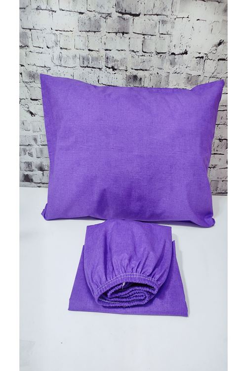 Ranforce Dokuma Lastikli Çarşaf Takımı Düz renk MOR