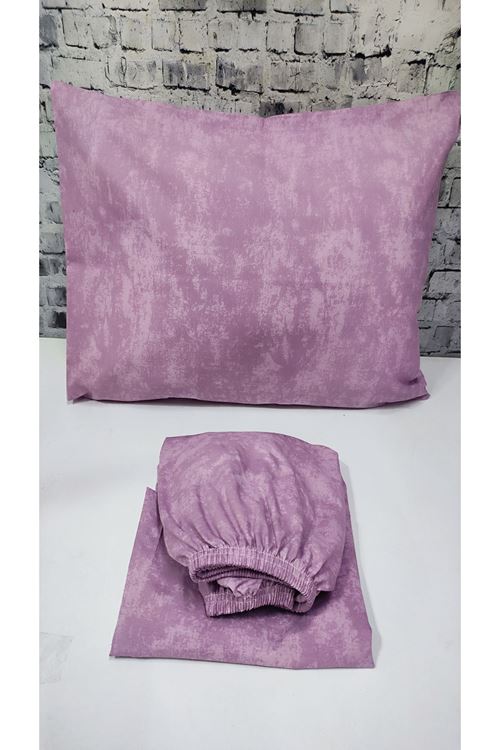 Ranforce Dokuma Lastikli Çarşaf Takımı Düz renk Gülkurusu