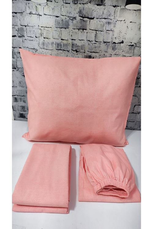 Düz Renk Pamuklu Kumaş Çift Kişilik Nevresim Takımı ( Lastikli Çarşaf ) YAVRUAĞZI