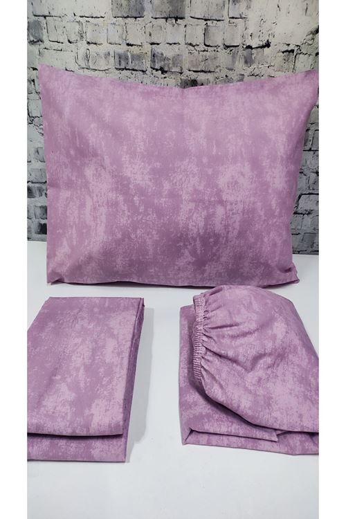 Düz Renk Pamuklu Kumaş Çift Kişilik Nevresim Takımı ( Lastikli Çarşaf ) GÜLKURUSU