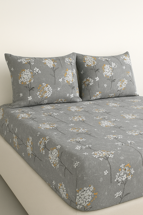 TEK KİŞİLİK PAMUKLU RANFORCE KUMAŞ LASTİKLİ ÇARŞAF TAKIMI GRİ