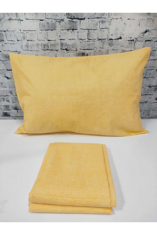 Pamuklu Tek Kişilik Düz Renk Lastikli Çarşaf Takımı SARI