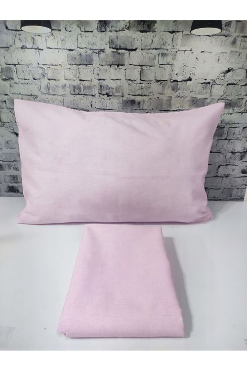 Pamuklu Tek Kişilik Düz Renk Lastikli Çarşaf Takımı PEMBE