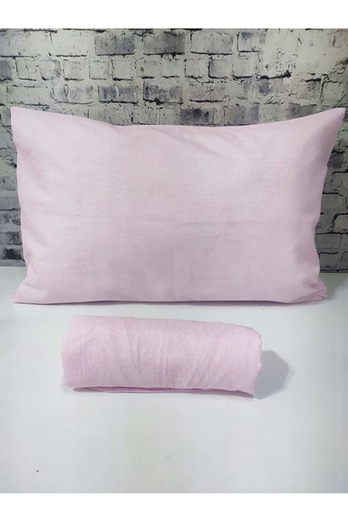 Pamuklu Tek Kişilik Düz Renk Lastikli Çarşaf Takımı PEMBE
