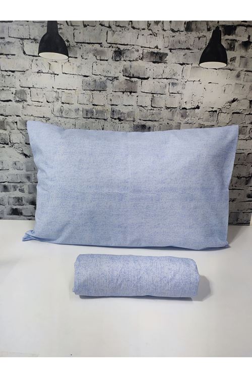 Pamuklu Tek Kişilik Düz Renk Lastikli Çarşaf Takımı MAVİ