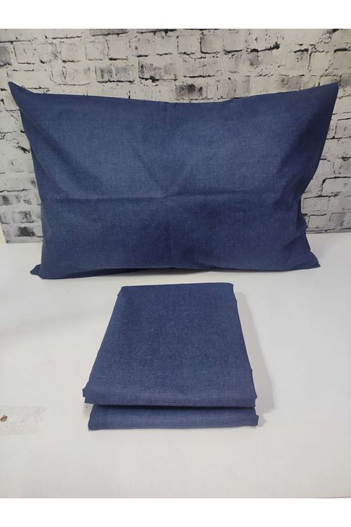 Pamuklu Tek Kişilik Düz Renk Lastikli Çarşaf Takımı LACİVERT