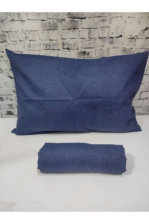 Pamuklu Tek Kişilik Düz Renk Lastikli Çarşaf Takımı LACİVERT