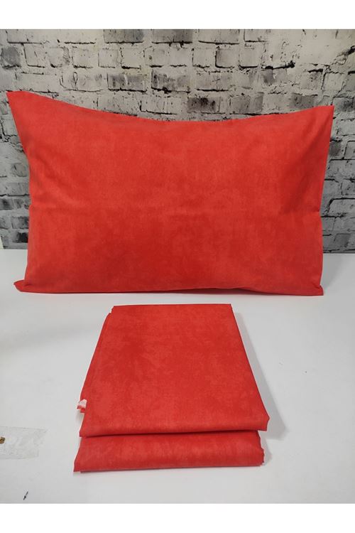 Pamuklu Tek Kişilik Düz Renk Lastikli Çarşaf Takımı KIRMIZI