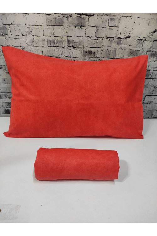 Pamuklu Tek Kişilik Düz Renk Lastikli Çarşaf Takımı KIRMIZI