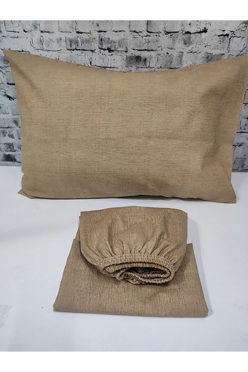 Pamuklu Tek Kişilik Düz Renk Lastikli Çarşaf Takımı KAHVERENGİ