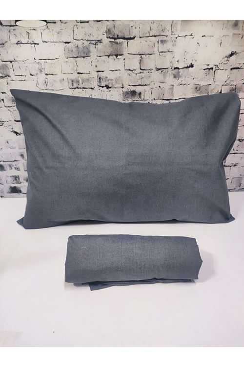 Pamuklu Tek Kişilik Düz Renk Lastikli Çarşaf Takımı ANTRASİT