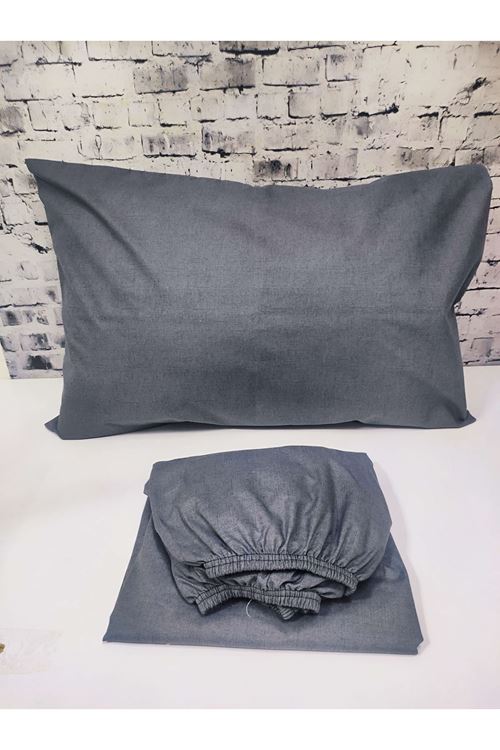 Pamuklu Tek Kişilik Düz Renk Lastikli Çarşaf Takımı ANTRASİT