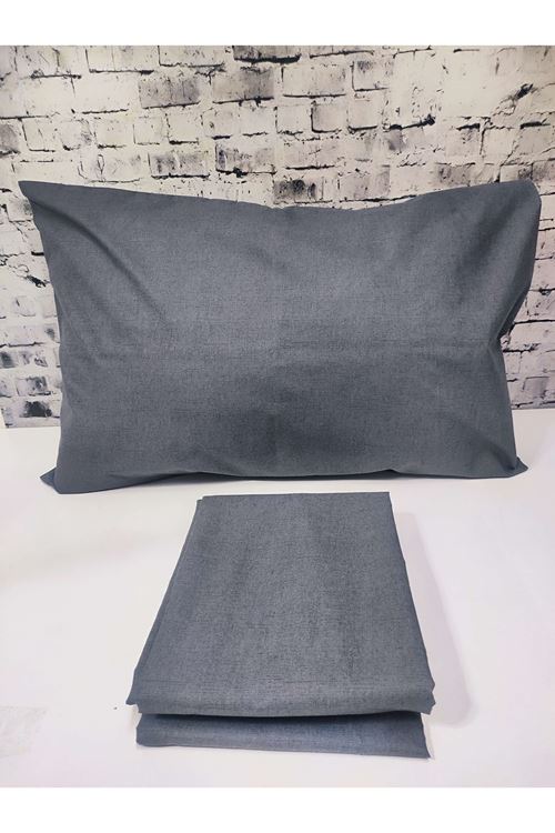 Pamuklu Tek Kişilik Düz Renk Lastikli Çarşaf Takımı ANTRASİT