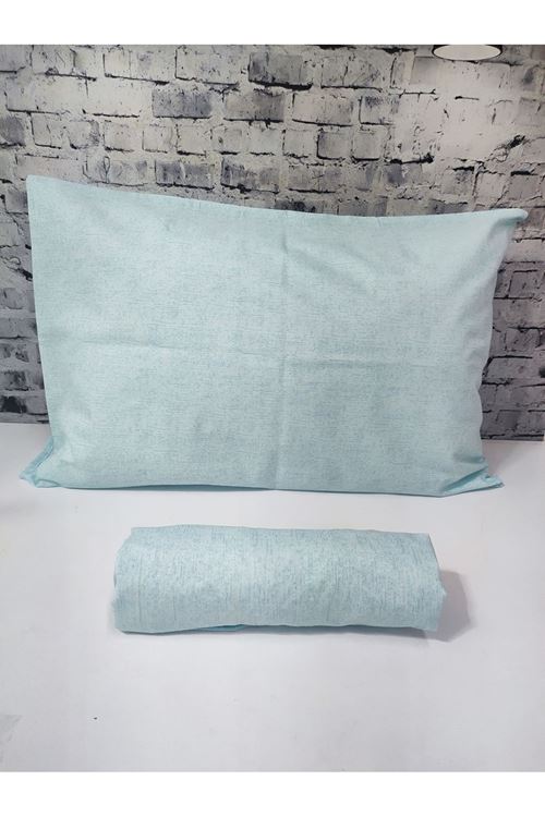 Pamuklu Tek Kişilik Düz Renk Lastikli Çarşaf Takımı AÇIK TURKUAZ