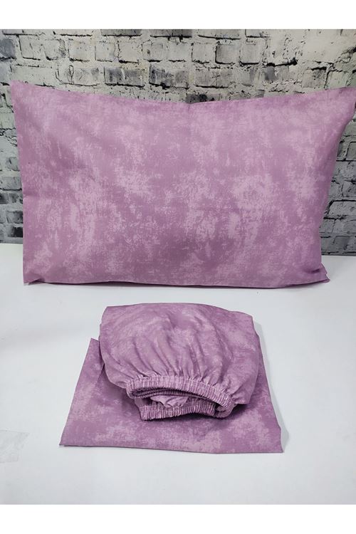 Pamuklu Tek Kişilik Düz Renk Lastikli Çarşaf Takımı AÇIK GÜLKURUSU