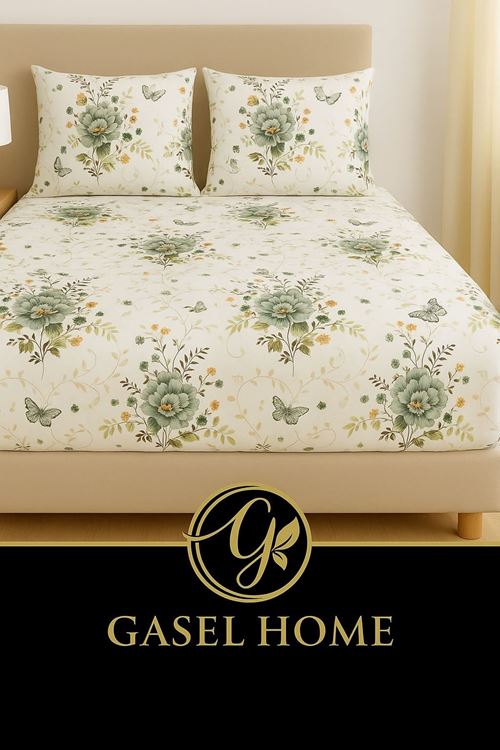 PAMUKLU RANFORCE KUMAŞ ÇİFT KİŞİLİK LASTİKLİ ÇARŞAF TAKIMI (160X200 & 180X200) YEŞİL