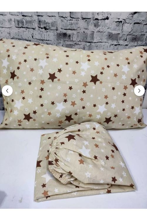 Pamuklu Kumaş Yıldız Desen Çift Kişilik Lastikli Çarşaf Takımı SOMON