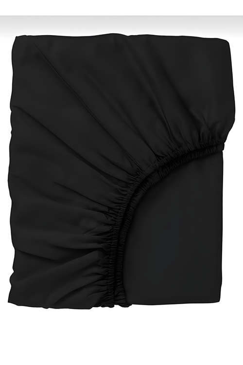 Ranforce Tek Kişilik Lastikli Çarşaflı Nevresim Takımı Simple Siyah