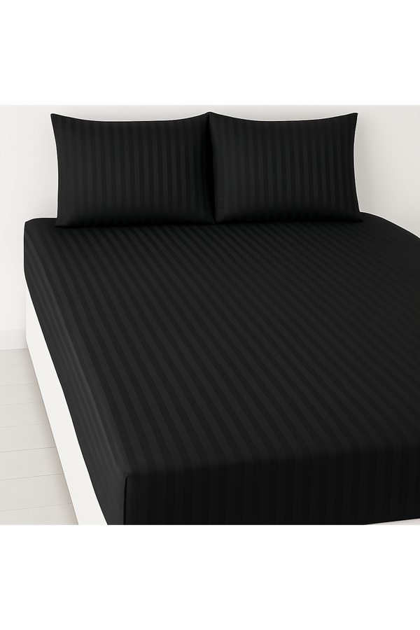 ÇİFT KİŞİLİK SATEN LASTİKLİ ÇARŞAF TAKIMI ( 160X200 & 180X200 ) SİYAH