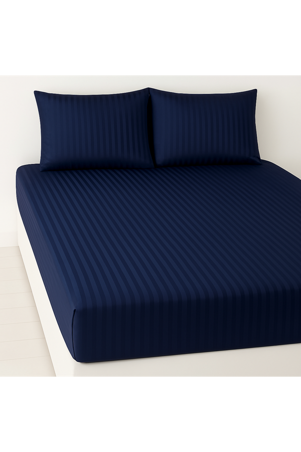 ÇİFT KİŞİLİK SATEN LASTİKLİ ÇARŞAF TAKIMI ( 160X200 & 180X200 ) LACİVERT