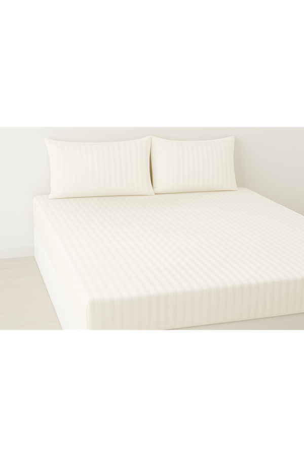 ÇİFT KİŞİLİK SATEN LASTİKLİ ÇARŞAF TAKIMI ( 160X200 & 180X200 ) KREM