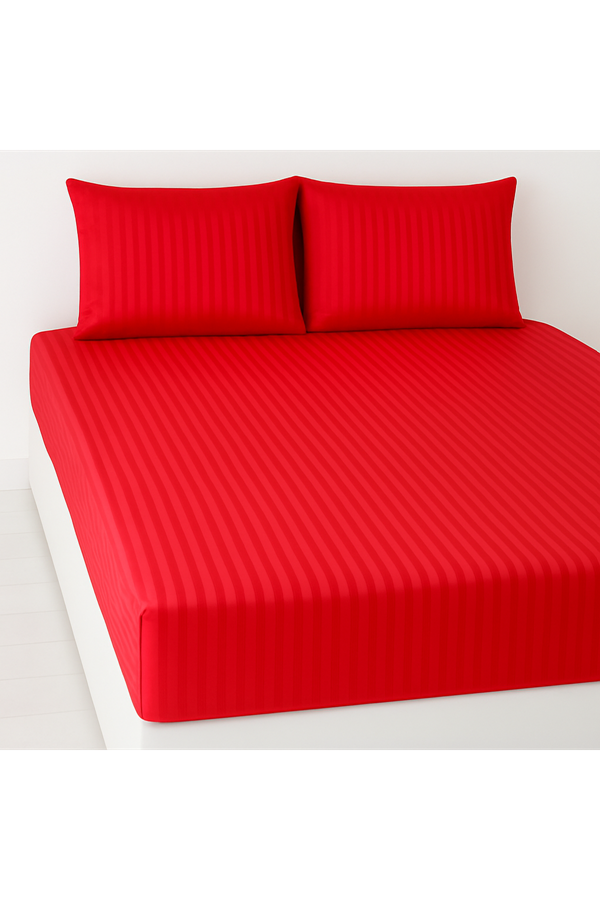 ÇİFT KİŞİLİK SATEN LASTİKLİ ÇARŞAF TAKIMI ( 160X200 & 180X200 ) KIRMIZI